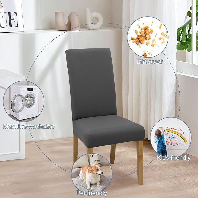 BIETYONE Stretch Dining Chair Covers Set of 4, Soft Removable Washable Kitchen - Image 6
