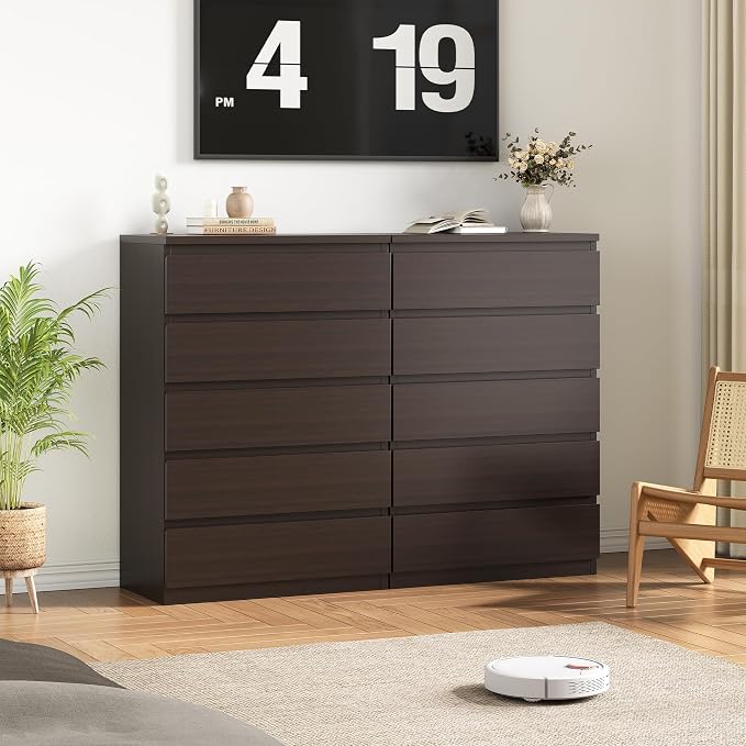 Jocoevol Modern Brown 5 Drawer Dresser - Image 7