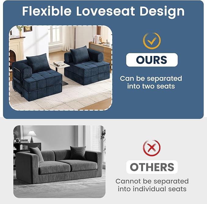Korser Folding Convertible Sofa Bed, Corduroy Upholstered Boneless Couch - Image 9
