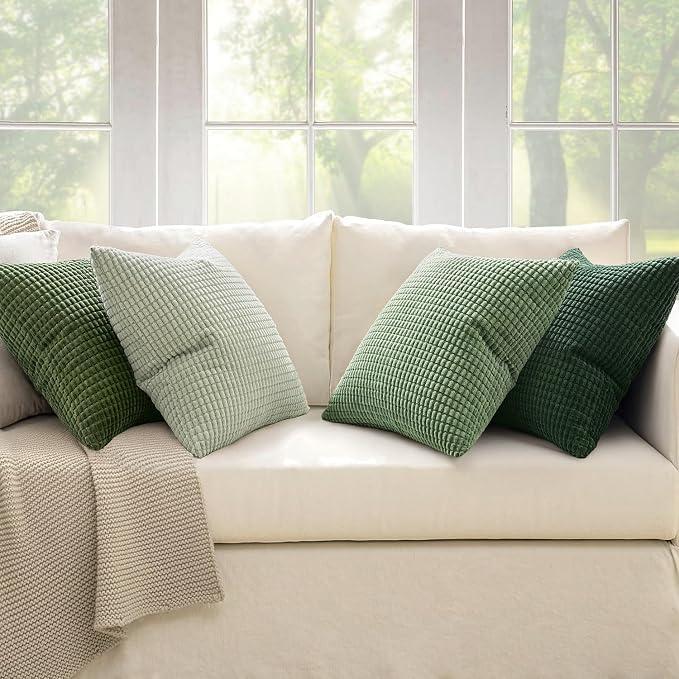 MIULEE Sage Green Pillow Covers 22x22 Inch Set of 4 Spring Boho Farmhouse Home - Image 6