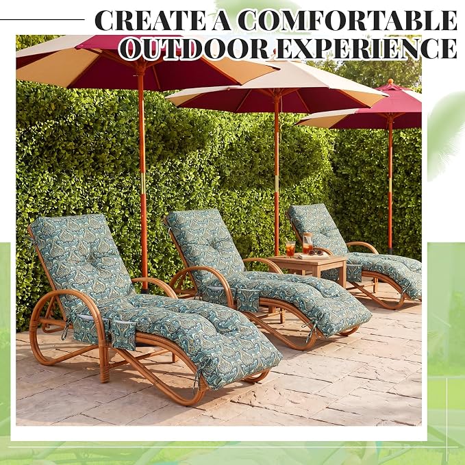 Kigley 2 Pcs Outdoor Chaise Lounge Cushions - Image 6