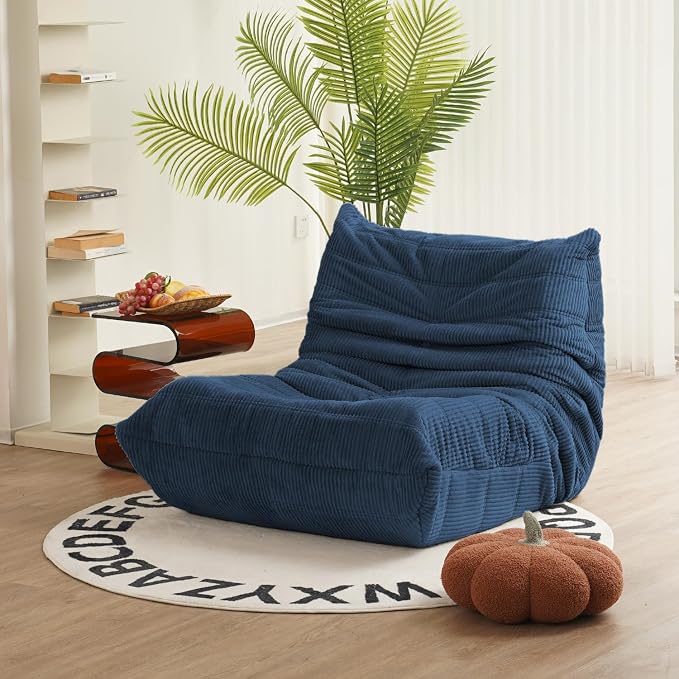 N&V Mid Century Armless Floor Sofa, Soft Premium Corduroy Floor Lounge Chair by NV