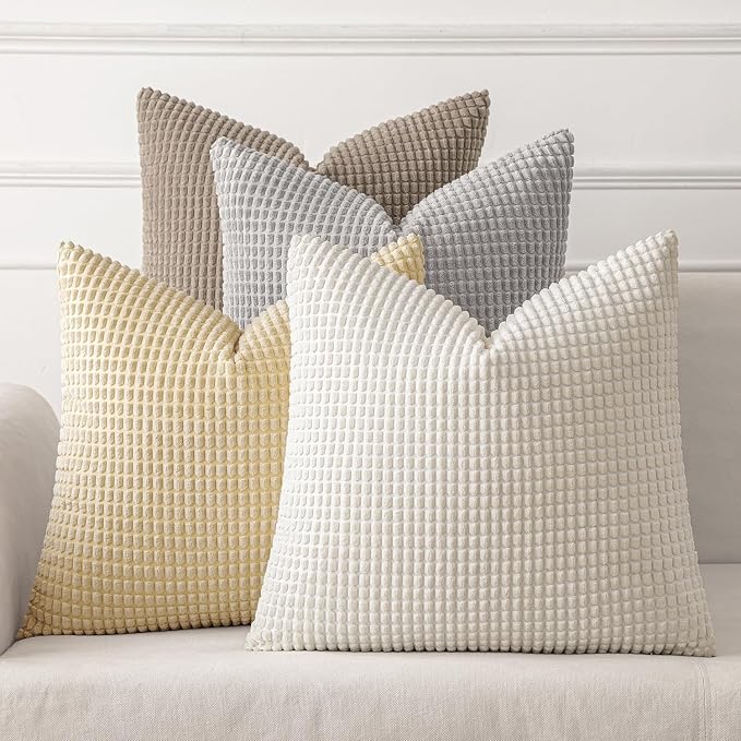 MIULEE Neutral Harmony Decorative Pillow Covers 18x18 Inch Set of 4 Rustic by MIULEE