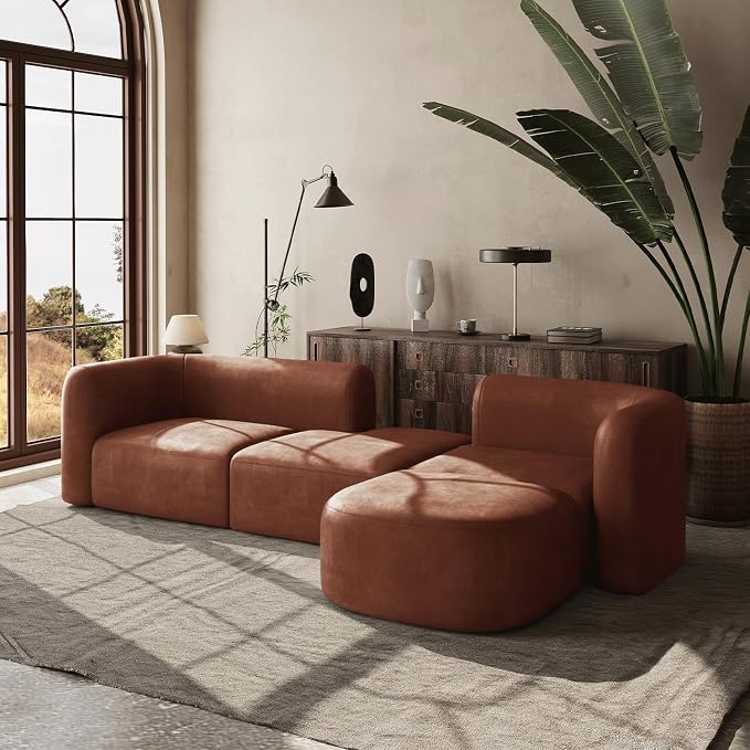 Acanva Luxury Modern Tight Curved Back Velvet Sofa, Minimalist Style Comfy Couch - Image 3