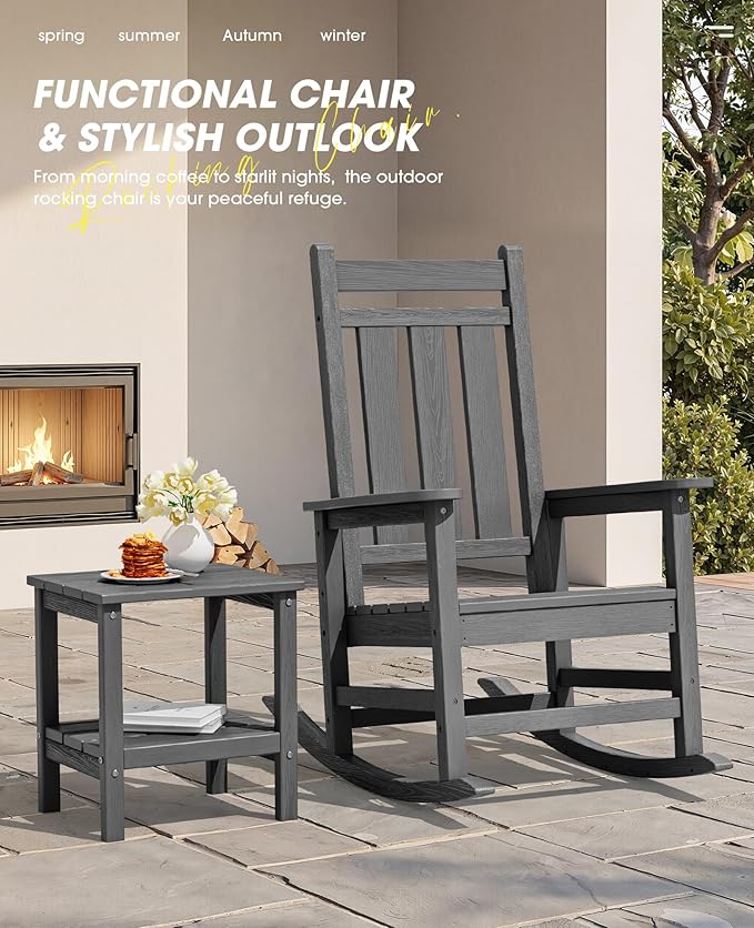KINGYES Oversized Outdoor Rocking Chair Set of 6, All-Weather Patio Rocking - Image 8