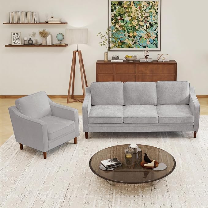 Kingfun Living Room Furniture Sets, 3 Seater Couch and Loveseat, Mid Century by KINGFUN-Anexcitingoption