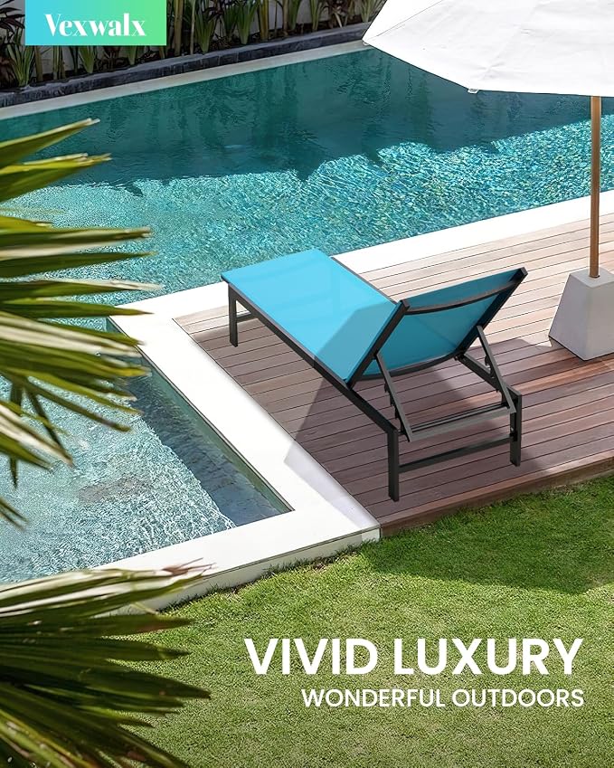 Vexwalx Outdoor Lounge Chair for Pool, Aluminum Chaise Lounge Chairs - Image 2