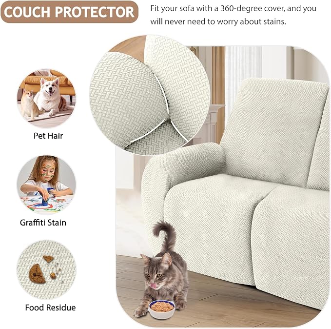 ALIECOM 100% Waterproof Recliner Sectional Couch Covers L Shape Stretch Corner - Image 6