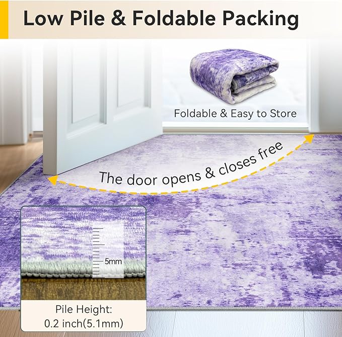 Washable Area Rugs Square 8ft Non-Slip Modern Abstract Soft - Image 4