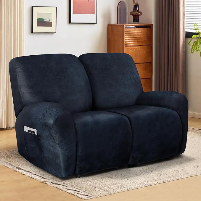 ANARACHON Leather Look Loveseat Recliner Cover, 6-Pieces Stretch Dual Recliner - Image 6