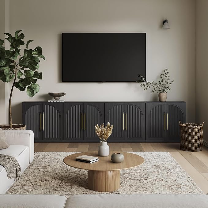Belleze 4-Piece Modular TV Stand Set -Fluted Entertainment Center by BELLEZE