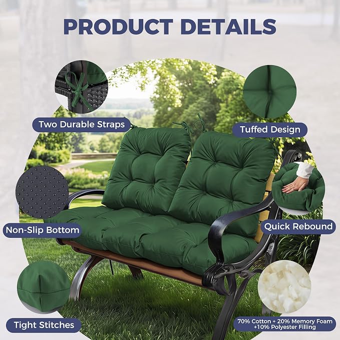 Wicker Chair Cushions of 3 Pieces, Waterproof Cushions - Image 4