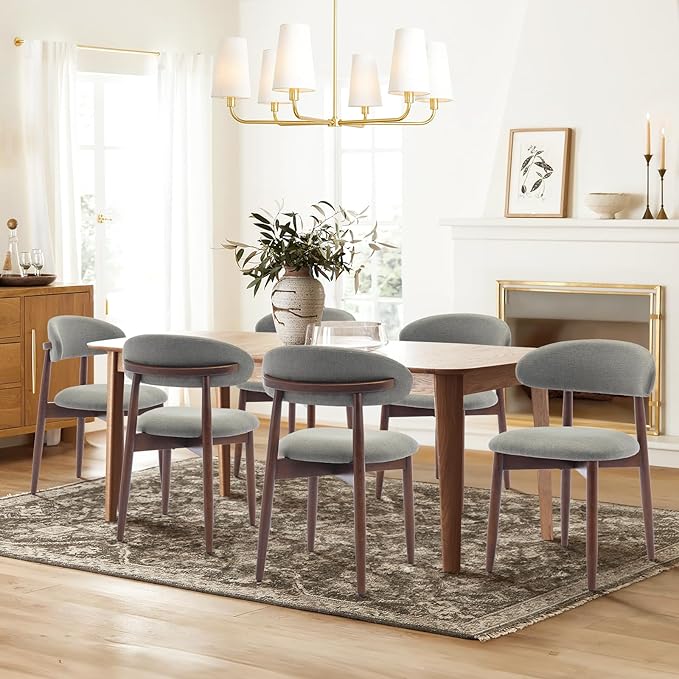 COLAMY Wooden Dining Room Chairs Set of 4, Modern Upholstered Fabric Dining - Image 7