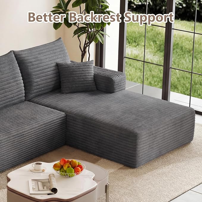 95" Cloud Sectional Couch with L-Shape Chaise, Modular Comfy Sofa Chaise Longue - Image 8