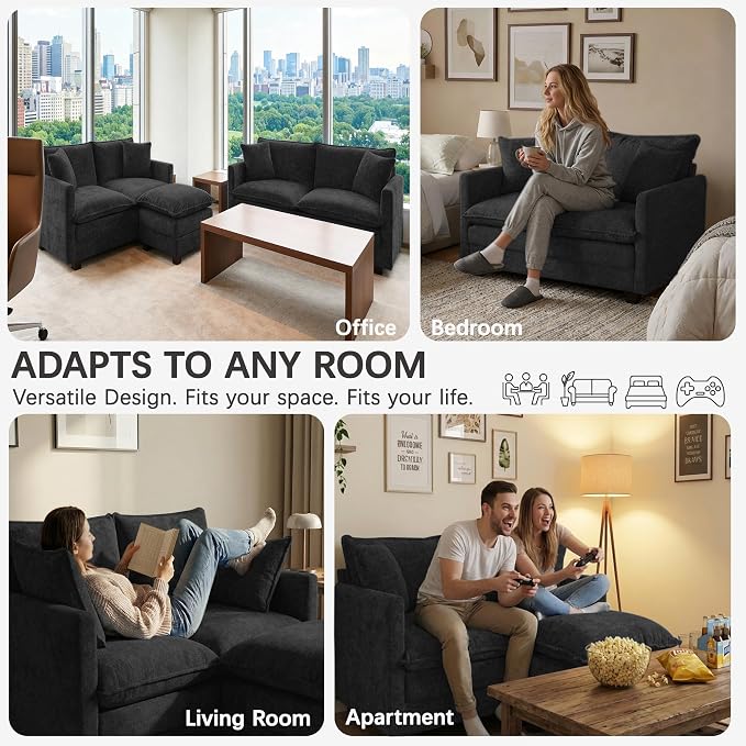 Loveseat Sofa, Comfy Chenille Small Couch - Image 7