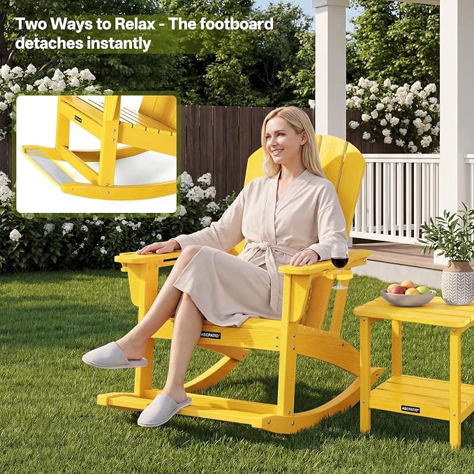 Outdoor Oversized Adirondack Rocking Chairs, All Weather HDPE Patio Rocking - Image 6