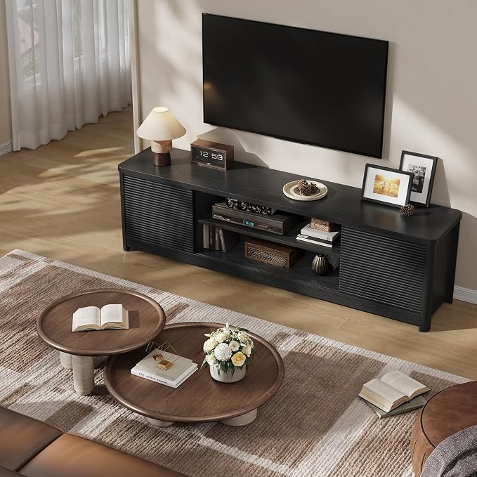Fluted TV Stand for Living Room, Mid Century Modern Entertainment Center - Image 8