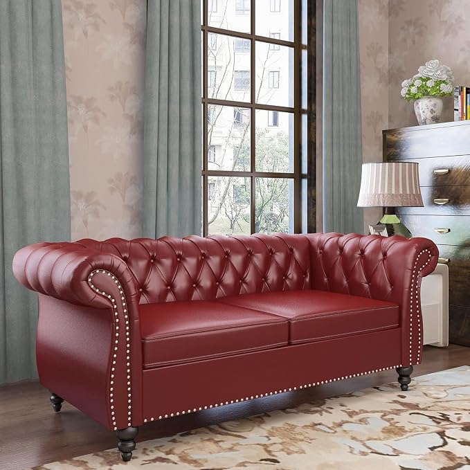 AVZEAR Chesterfield Loveseat Sofa, Upholstered Sofa Modern 2 Seater Couch Sofa - Image 4