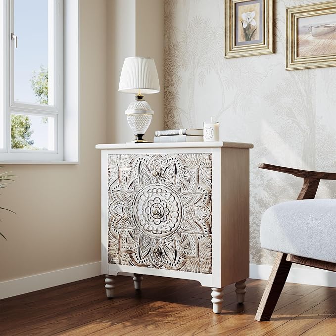 HOMPUS White 3 Drawer Dresser Set 2, Bedside Table Set of 2 - Image 8