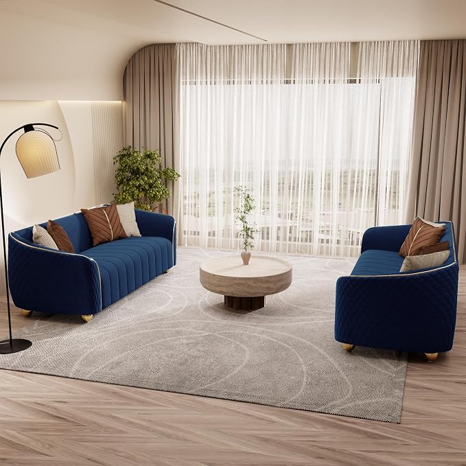 2-Piece Luxury Velvet Sofa Set for Living Room, Elegant Design Couch Set - Image 9