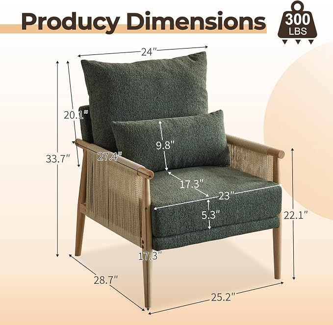 Karl home Cozy Chenille Accent Chair - Image 2