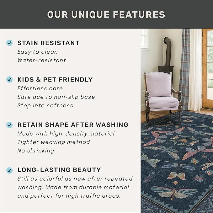 Vintage 2'6"x8' Kitchen Rugs Washable, Non Slip 8ft Long Rugs - Image 6