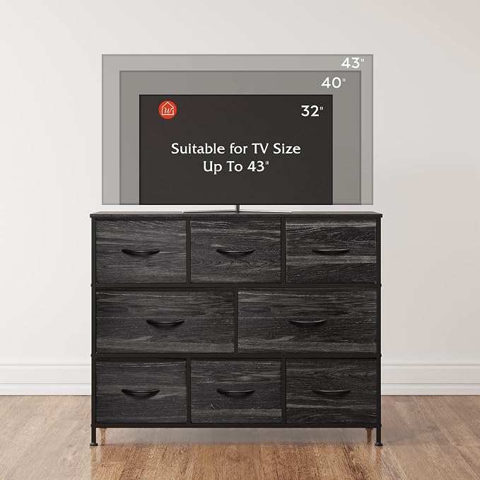WLIVE 8 Drawer Dresser for Bedroom, Fabric Black Dresser - Image 6