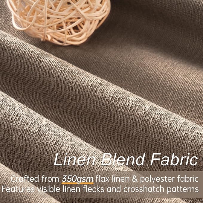 102 inch long blackout curtains 2 Panels 100% Black out Linen texture Curtain - Image 3