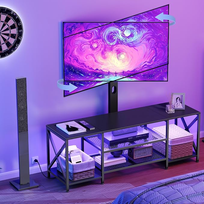HOOBRO TV Stand with Mount and Power Outlet, LED Entertainment Center with - Image 2