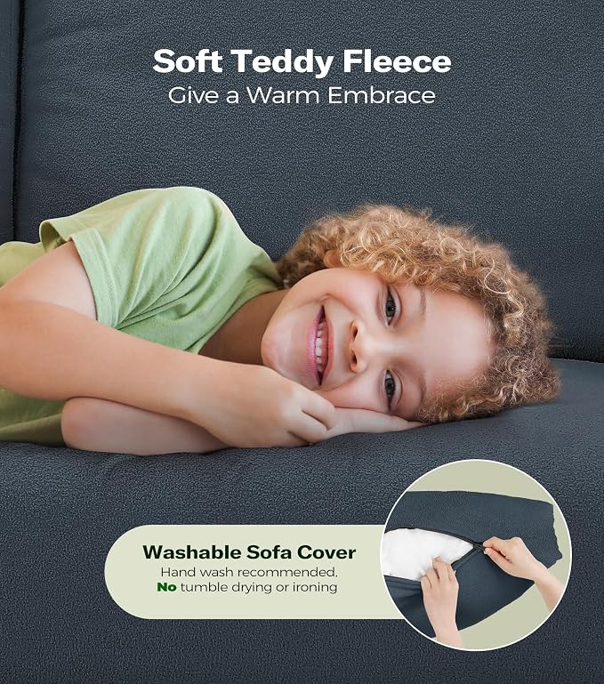 Welzona 83" Couches for Living Room, Teddy Sofa Couch, Comfy Sofas for Living - Image 4