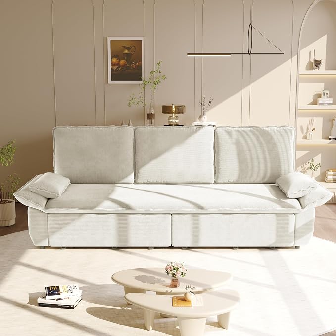 KEIKI 94.5" King-Size 3-in-1 Convertible Sleeper Sofa, Oversized Pull-Out Couch - Image 3