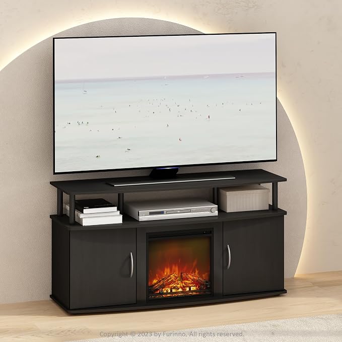 Furinno Jensen Fireplace TV Stand, NO Heat Decorative Electric Fireplace Corner - Image 3