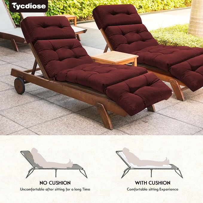 Outdoor Chaise Lounge Chair Cushion Replacement 74.4 x 22 x 4.7 Inches Memory - Image 6