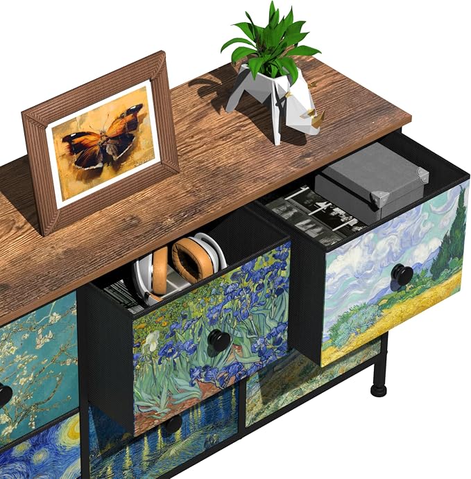EXOTICA 6 Drawer Dresser for Bedroom Van Gogh Chest of Drawers Wide TV Stands - Image 10