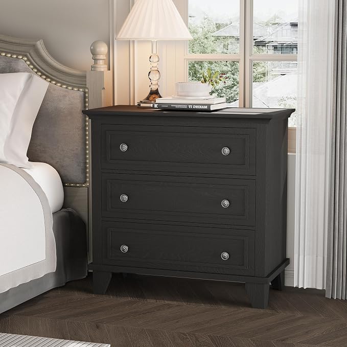 IDEALHOUSE 3 Drawer Dresser, Wooden Storage Chest of Drawers by IDEALHOUSE