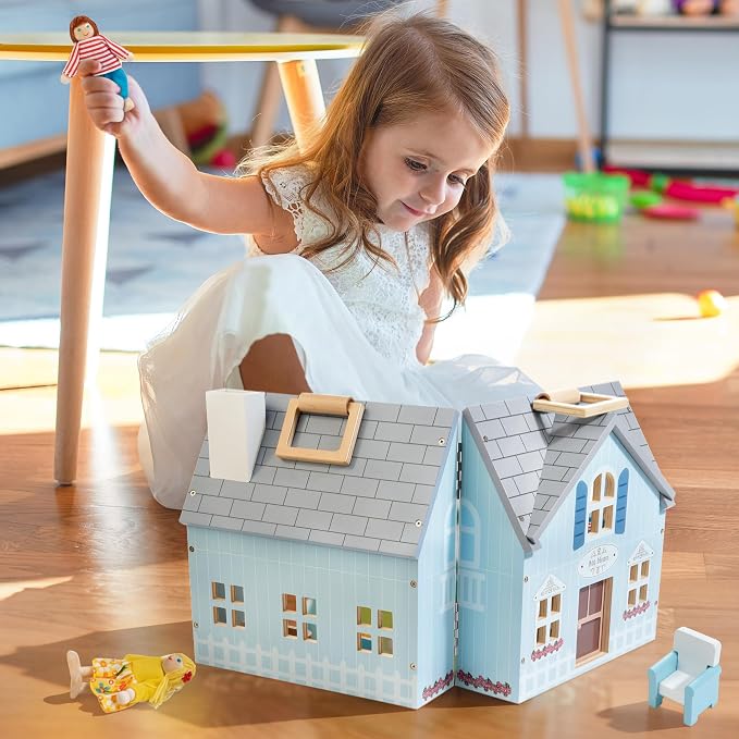 WOODMAM Foldable Wooden Dollhouse - Image 2