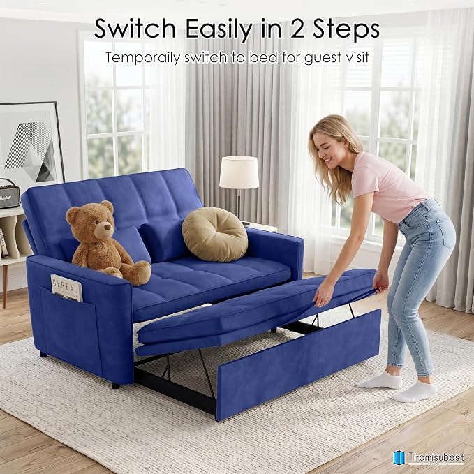 54'' Sleeper Sofa Bed, Convertible Pull Out Couch Futon - Image 7
