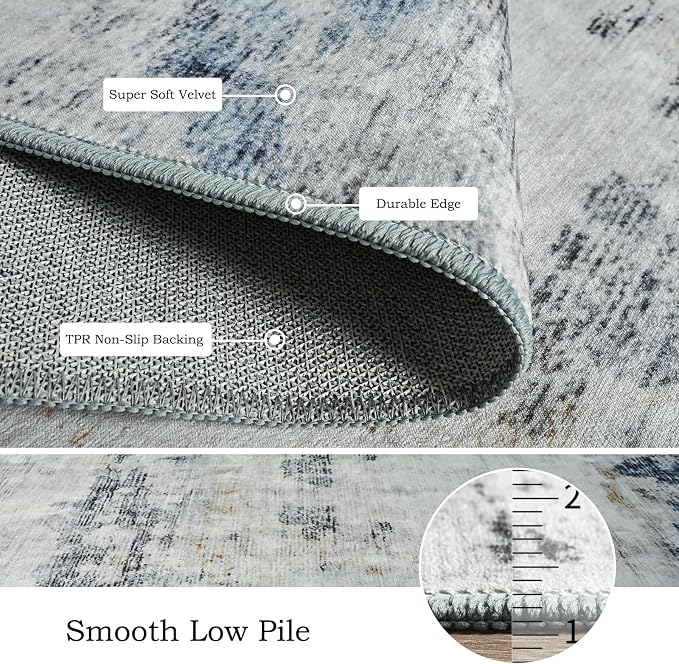 Toneed Abstract Area Rug 5x8 Modern Washable Rug Soft Non Slip Rug Low Pile - Image 6