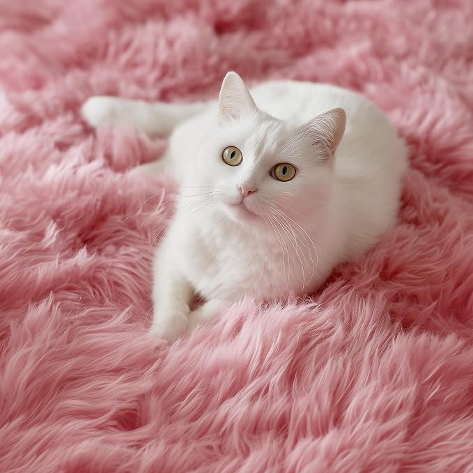 PAGISOFE Blush Pink Fluffy Shag Area Rugs - Image 8