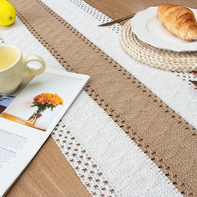 FEXIA Boho Table Runner for Home Coffee Decor 90 Inches Long Farmhouse Rustic - Image 5