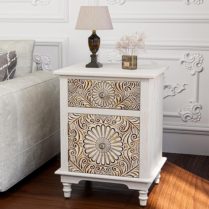HOMPUS Night Stand Set 2, Vintage Nightstand - Image 4