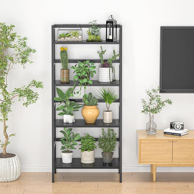 Homykic Bamboo Bookshelf 4-Tier Ladder Shelf, 49.2” Freestanding Open Bookcase - Image 7