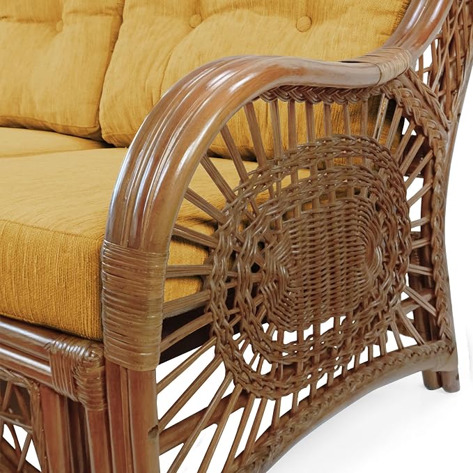Malibu Lounge Set of 4: 2 Natural Rattan Wicker Chairs, Three-Seater Sofa - Image 8