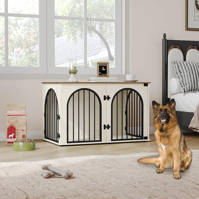 39.4" Wooden Dog Crate Furniture, Indoor Dog Kennel Dogs Cage - Image 7
