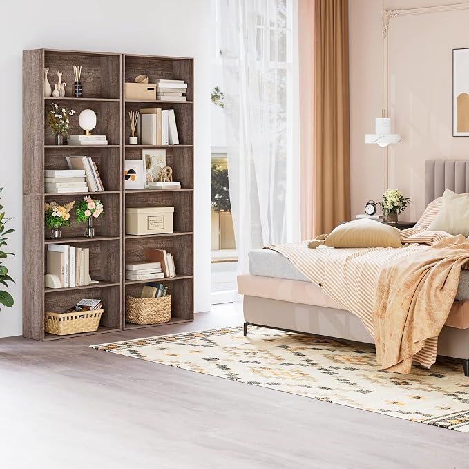 FOTOSOK 6-Tier Open Bookcase and Bookshelf, Freestanding Display Storage - Image 5