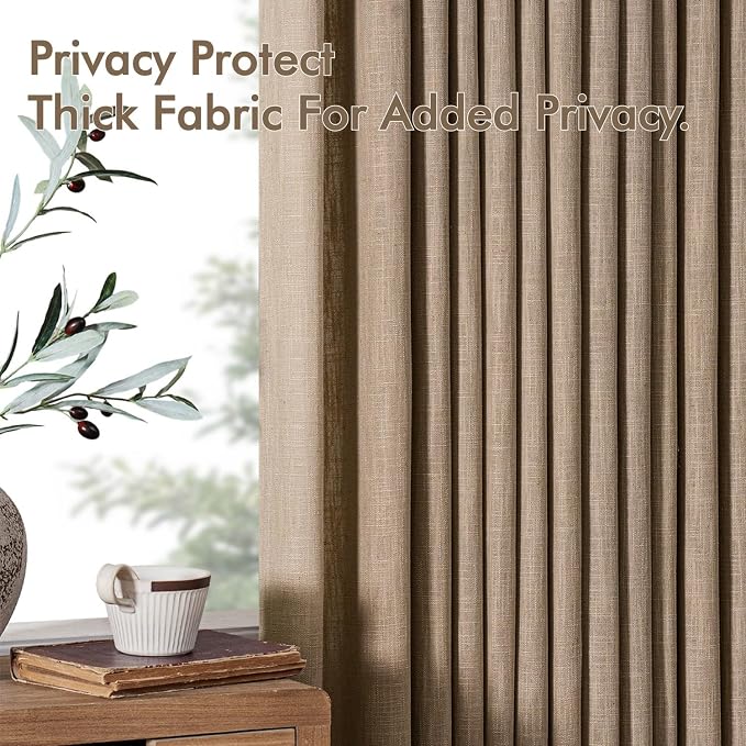 MIULEE Pinch Pleated Thick Linen Curtains 108 Inches Long 2 Panels - Image 7