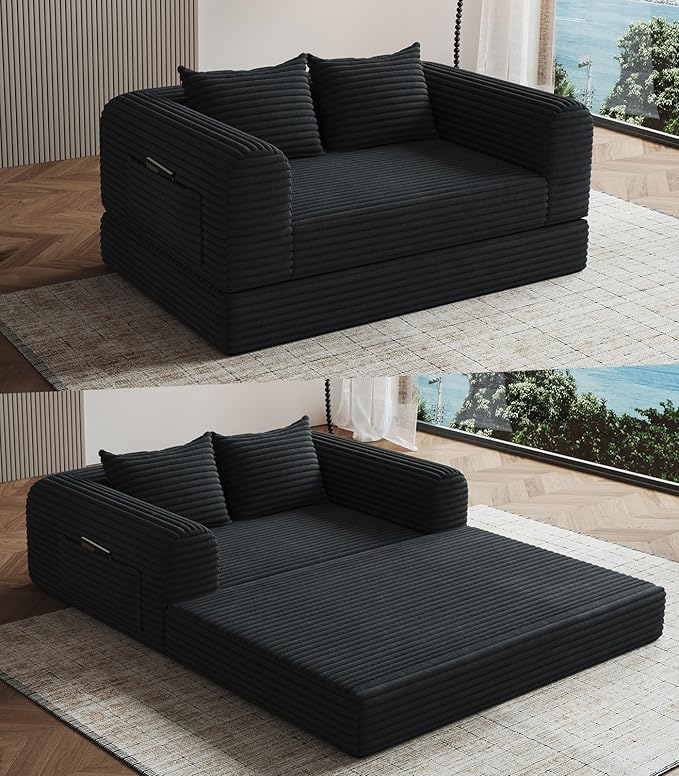 Versatile 2 in1 Loveseat Accent Chair Couch Convertible Boneless Chaise Lounge by SYFERLORY