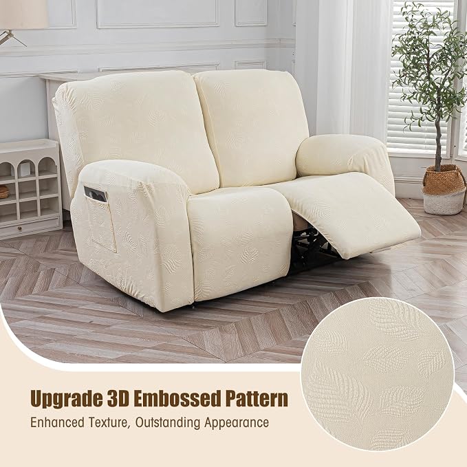 Gennia Recliner Loveseat Cover 4 Pieces, Waterproof Stretch Recliner Sofa - Image 2