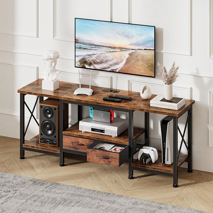 DUMOS 55” TV Stand with Power Outlets, Entertainment Center - Image 8