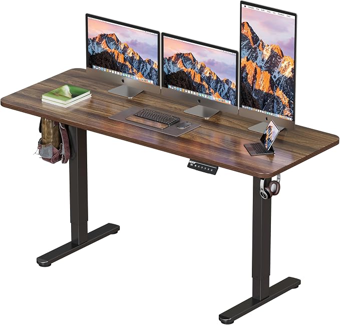 BIZUM Electric Standing Desk 63 x 24 Inch Computer Desk-Gaming Desk Dark Walnut by Unknown